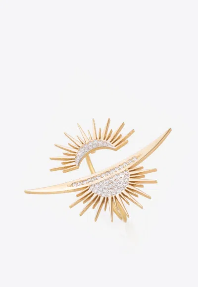 Falamank Soleil Collection Ring In 18-karat Yellow Gold With White Diamonds