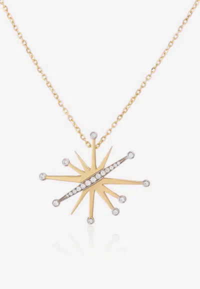 Falamank Special Order- Diamond Splash Collection Necklace In 18-karat Yellow Gold And White Diamonds