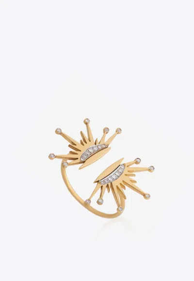 Falamank Special Order- Diamond Splash Collection Ring In 18-karat Yellow Gold And White Diamonds