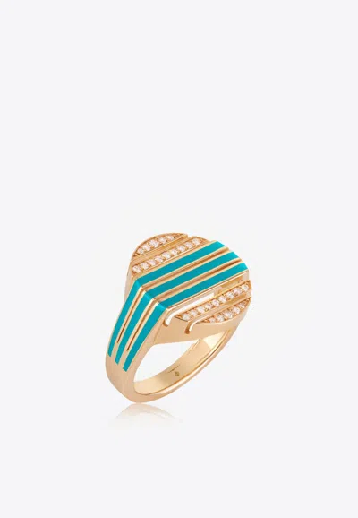 Falamank Sweet Collection 18-karat Yellow Gold Ring With Enamel And White Diamonds