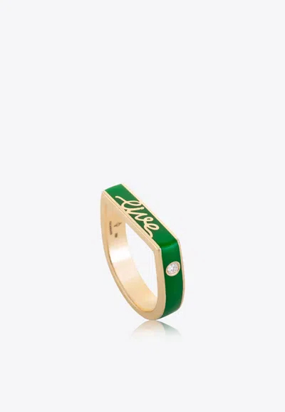 Falamank Sweet Collection 18-karat Yellow Gold Ring With Enamel And White Diamonds