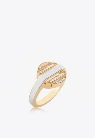 Falamank Sweet Collection 18-karat Yellow Gold Ring With Enamel And White Diamonds