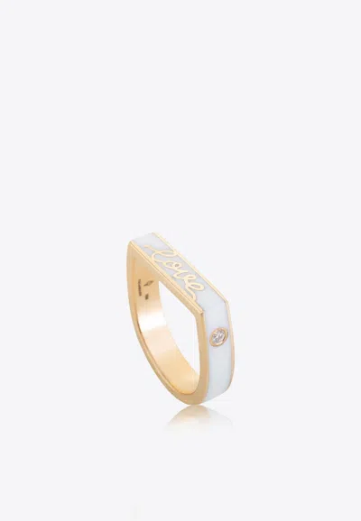 Falamank Sweet Collection 18-karat Yellow Gold Ring With Enamel And White Diamonds