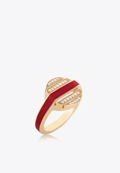 Falamank Sweet Collection 18-karat Yellow Gold Ring With Enamel And White Diamonds