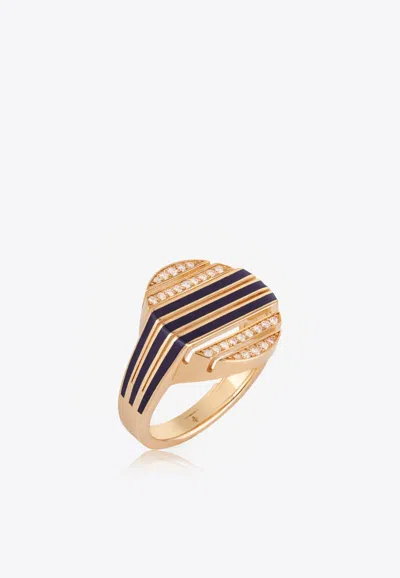 Falamank Sweet Collection 18-karat Yellow Gold Ring With Enamel And White Diamonds
