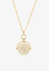 Falamank Written In The Stars Collection Double Sided Spin Pendant Necklace In 18-karat Yellow Gold With Whit In Gold