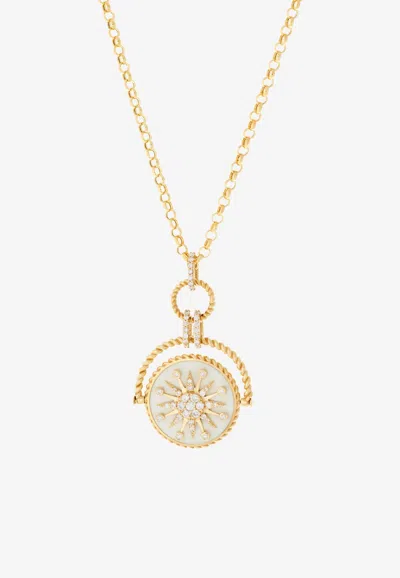 Falamank Written In The Stars Collection Double Sided Spin Pendant Necklace In 18-karat Yellow Gold With Whit