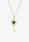 Falamank Written In The Stars Collection Key To Your Heart Pendant Necklace In 18-karat Yellow Gold With Whit In Gold