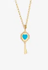 FALAMANK WRITTEN IN THE STARS COLLECTION KEY TO YOUR HEART PENDANT NECKLACE IN 18-KARAT YELLOW GOLD WITH WHIT,NK595