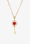 Falamank Written In The Stars Collection Key To Your Heart Pendant Necklace In 18-karat Yellow Gold With Whit In Gold