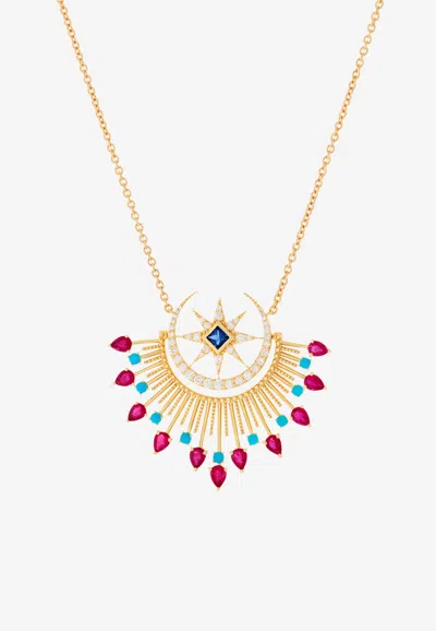 Falamank Written In The Stars Collection Maxi Cosmic Love Diamond Necklace In 18-karat Yellow Gold