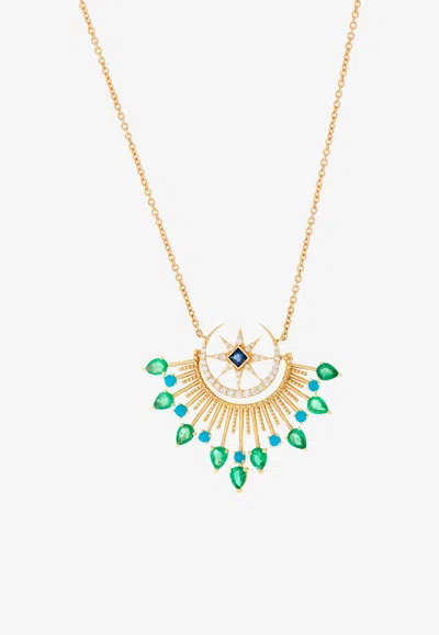 Falamank Written In The Stars Collection The Cosmic Love Diamond Necklace In 18-karat Yellow Gold