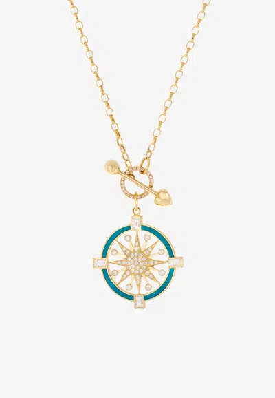 Falamank Written In The Stars Compass Collection Diamond Necklace In 18-karat Yellow Gold