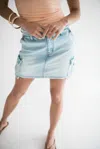 Falcon Park Cargo Mini Skirt In Light Stone Wash In Multi