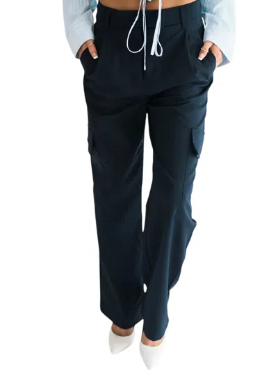 Falcon Park Carter Cargo Trousers In Navy In Blue