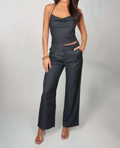 Falcon Park Corina Cowl Neck Halter Top In Black