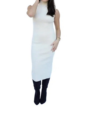 Falcon Park Cruz Mock Neck Sweater Midi Dress In Beige In Multi
