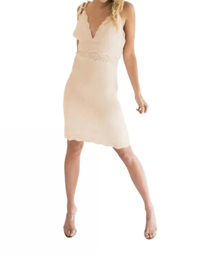 Falcon Park Emelia Crochet Knit Dress In Beige In Neutral