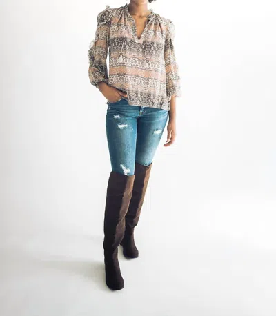 Falcon Park Esme Peasant Top In Beige