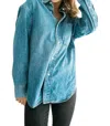 Falcon Park Grace Denim Button Down Shirt In Blue In Blue