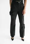 Falcon Park Haddy Bow Detail Flare Jeans In Black In Black