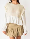 Falcon Park Jocelyn Knit Vest And Blouse Top In White In White