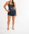 Falcon Park Joy Cutout Athletic Romper In Navy In Blue