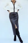 Falcon Park Lilliana Faux Leather Maxi Skirt In Black In Black