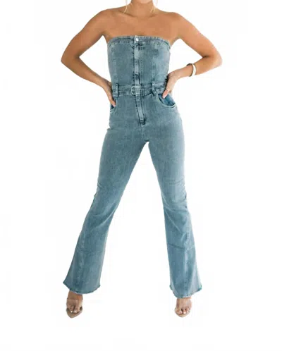 Falcon Park Quinn Zip Up Denim Jumpsuit In Blue