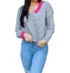 Falcon Park Ryleigh Sweater In Grey/pink In Multi