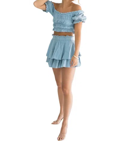 Falcon Park Sadie Top & Skirt Set In Baby Blue