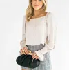 Falcon Park Tayla Tulip Back Blouse In Beige In Beige