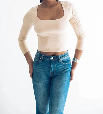 Falcon Park Tulsa Square Neck Top In Taupe In Grey