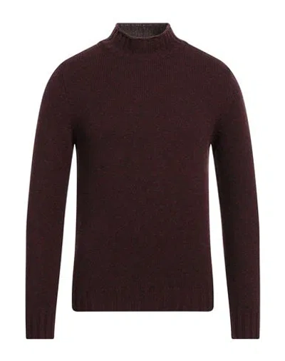 Falcone Man Turtleneck Burgundy Size 36 Wool, Polyamide In Red