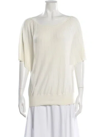 Pre-owned Falconeri Bateau Neckline Sweater In White