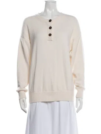 Pre-owned Falconeri Cashmere Crew Neck Sweater In White