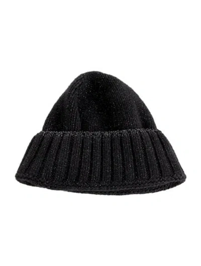Pre-owned Falconeri Cashmere Glitter Accent Beanie In Black