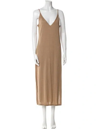Pre-owned Falconeri Cashmere Long Dress W/ Tags In Brown