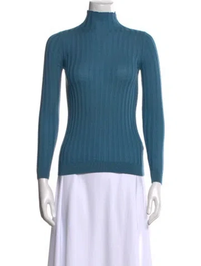 Pre-owned Falconeri Cashmere Turtleneck Sweater In Blue