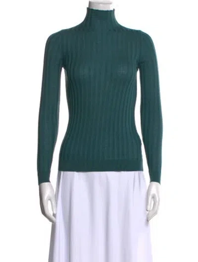 Pre-owned Falconeri Cashmere Turtleneck Sweater In Green