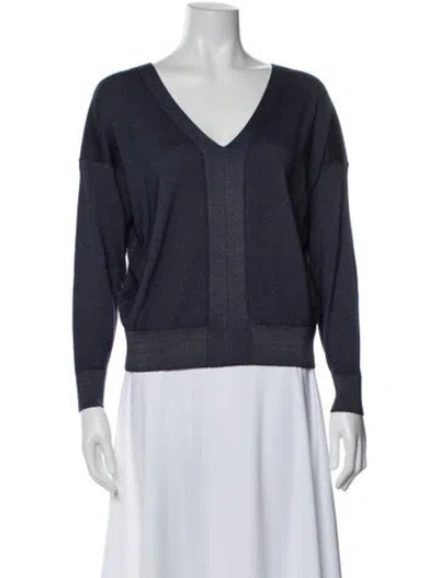 Pre-owned Falconeri Cashmere V-neck Sweater In Blue