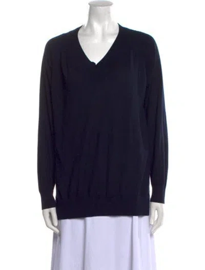 Pre-owned Falconeri Cashmere V-neck Sweater In Blue