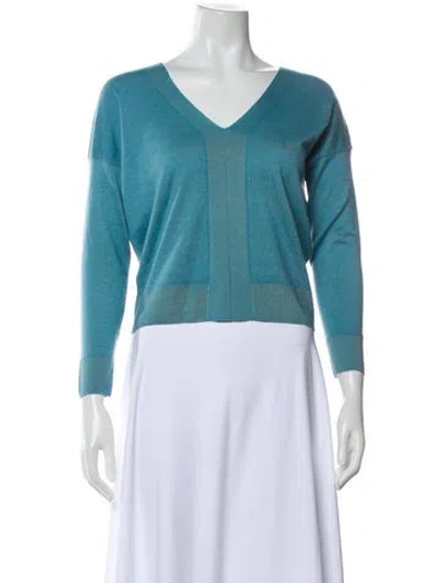 Pre-owned Falconeri Cashmere V-neck Sweater In Blue