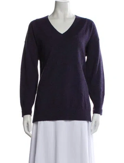 Pre-owned Falconeri Cashmere V-neck Sweater In Blue