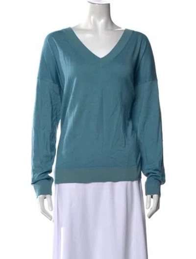 Pre-owned Falconeri Cashmere V-neck Sweater In Blue