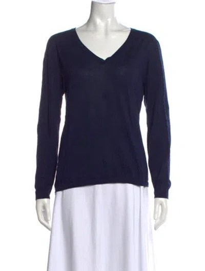 Pre-owned Falconeri Cashmere V-neck Sweater In Blue