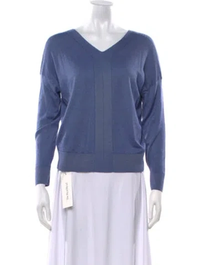 Pre-owned Falconeri Cashmere V-neck Sweater In Blue