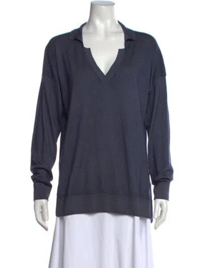 Pre-owned Falconeri Cashmere V-neck Sweater In Blue