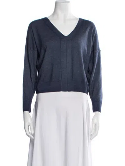 Pre-owned Falconeri Cashmere V-neck Sweater In Blue