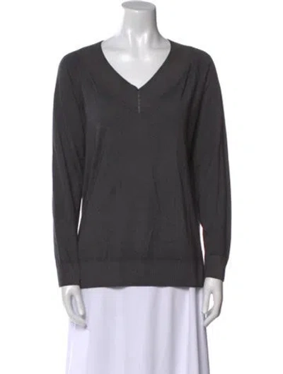 Pre-owned Falconeri Cashmere V-neck Sweater In Gray